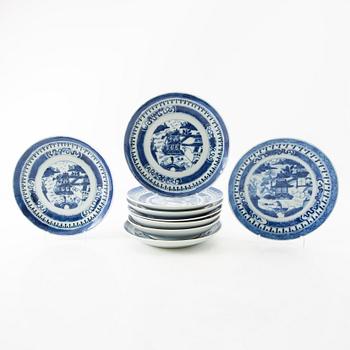 Side plates (plates for cups), 9 pcs, China, 19th century.