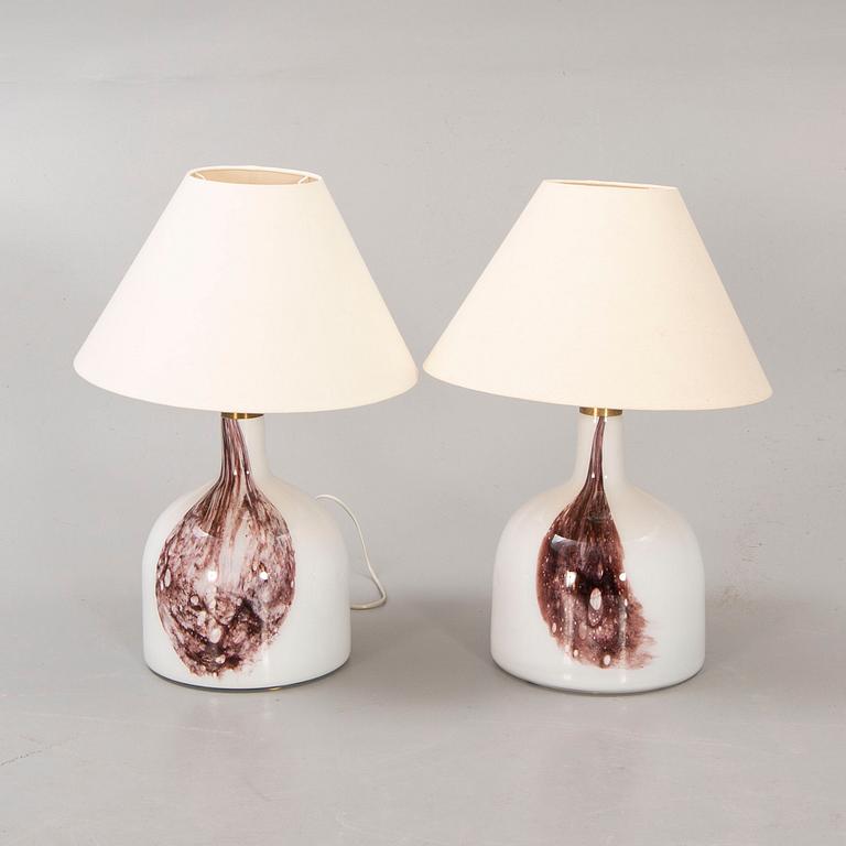 Per Lütken, a pair of porcelain table lamps for Holmegaard, Denmark, later part of the 20th century.