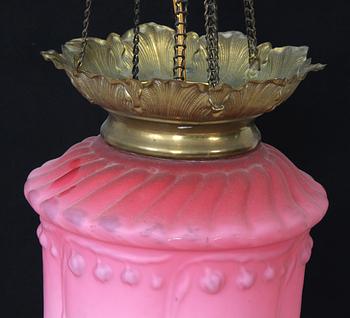 MÅNSKENSAMPEL, glas och gulmetall, 1900-tal. H 60.