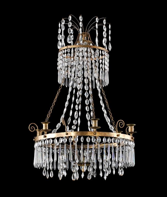 A late Gustavian seven-light chandelier.