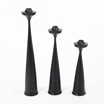Laurids Lønborg, candlesticks, 3 pieces, Denmark, mid-20th century.