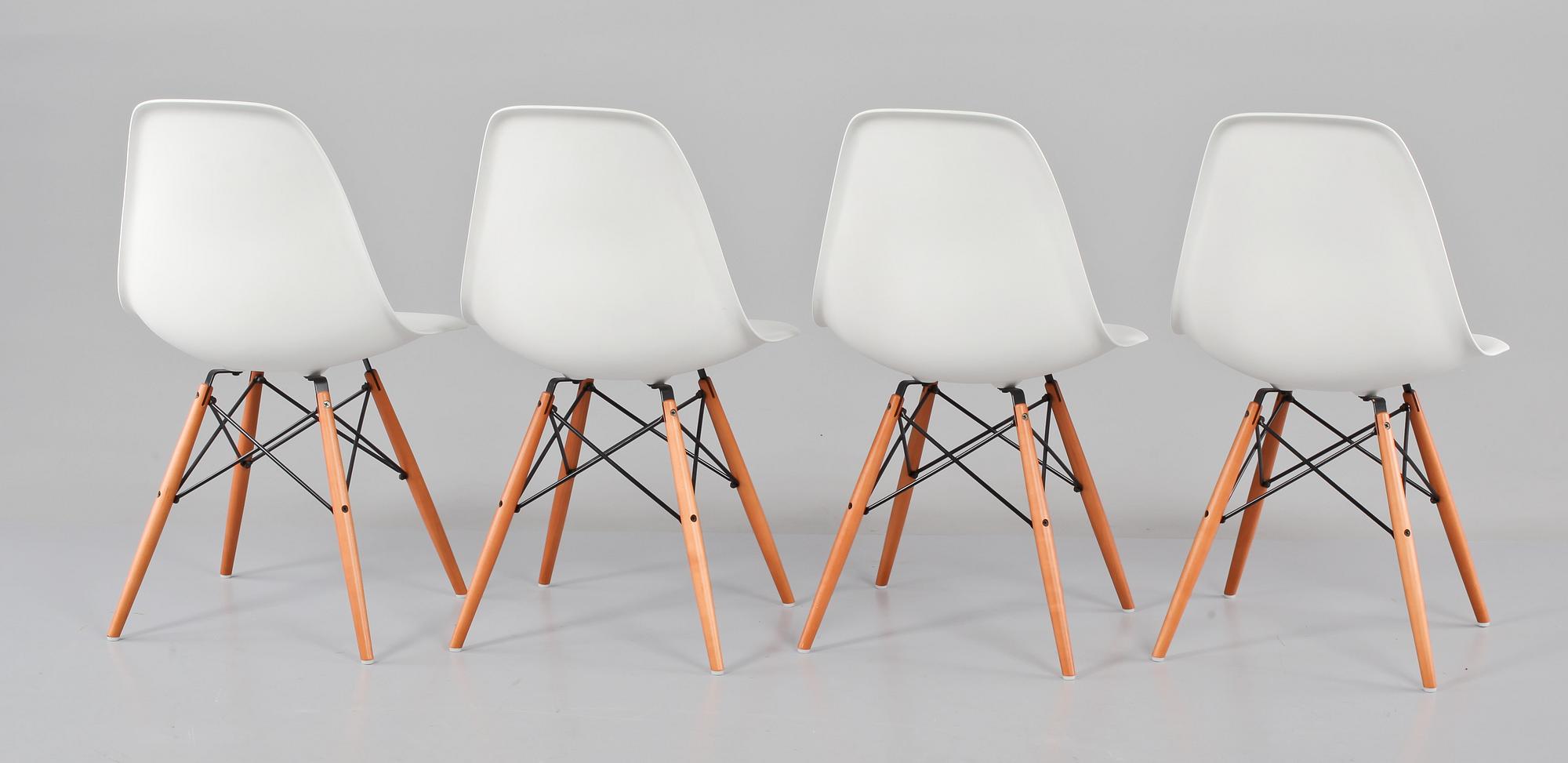 STOLAR, 4 st, "Plastic chair", Charles & Ray Eames, Vitra, 2000-tal.