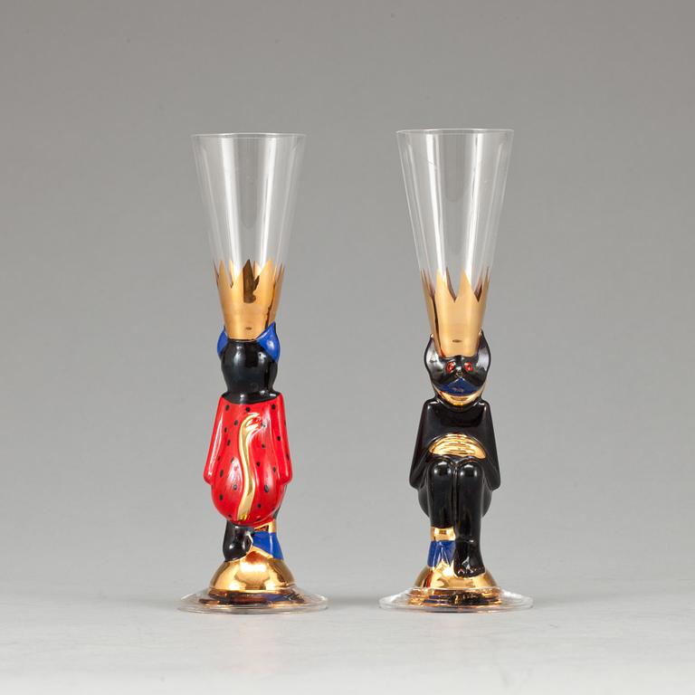 SNAPSGLAS, glas, 2 st, "Nobel" Gunnar Cyrén, Orrefors. 1900-tal.