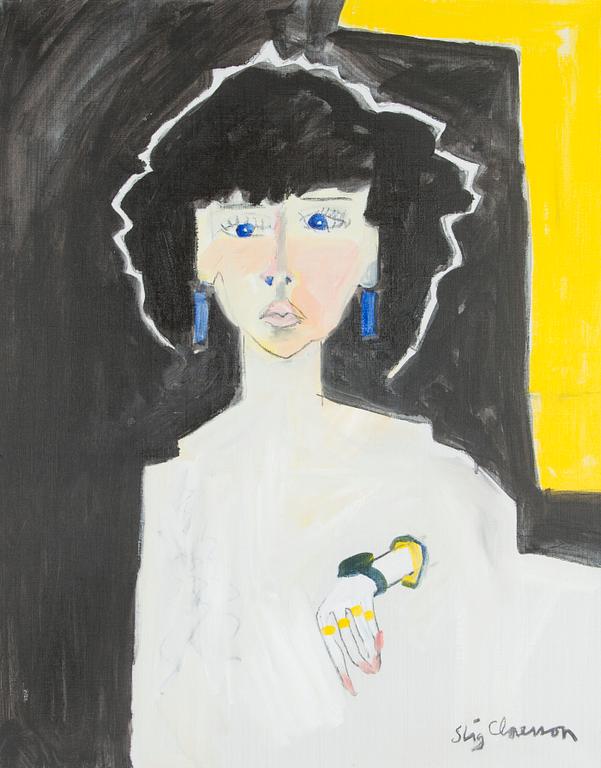 Stig (Slas) Claesson, Nainen sinisillä korvakoruilla.