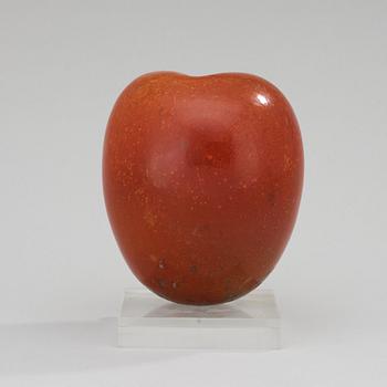 A Hans Hedberg faience sculpture of a plum, Biot, France.