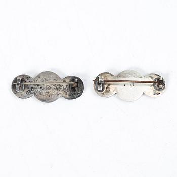 Belt/waistband and two brooches, silver, Russia 1896–1908.