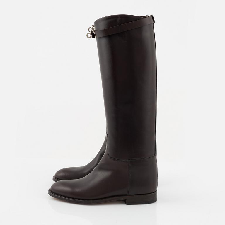 Hermès, a pair of brown 'Jumping leather riding boots', size 37½.
