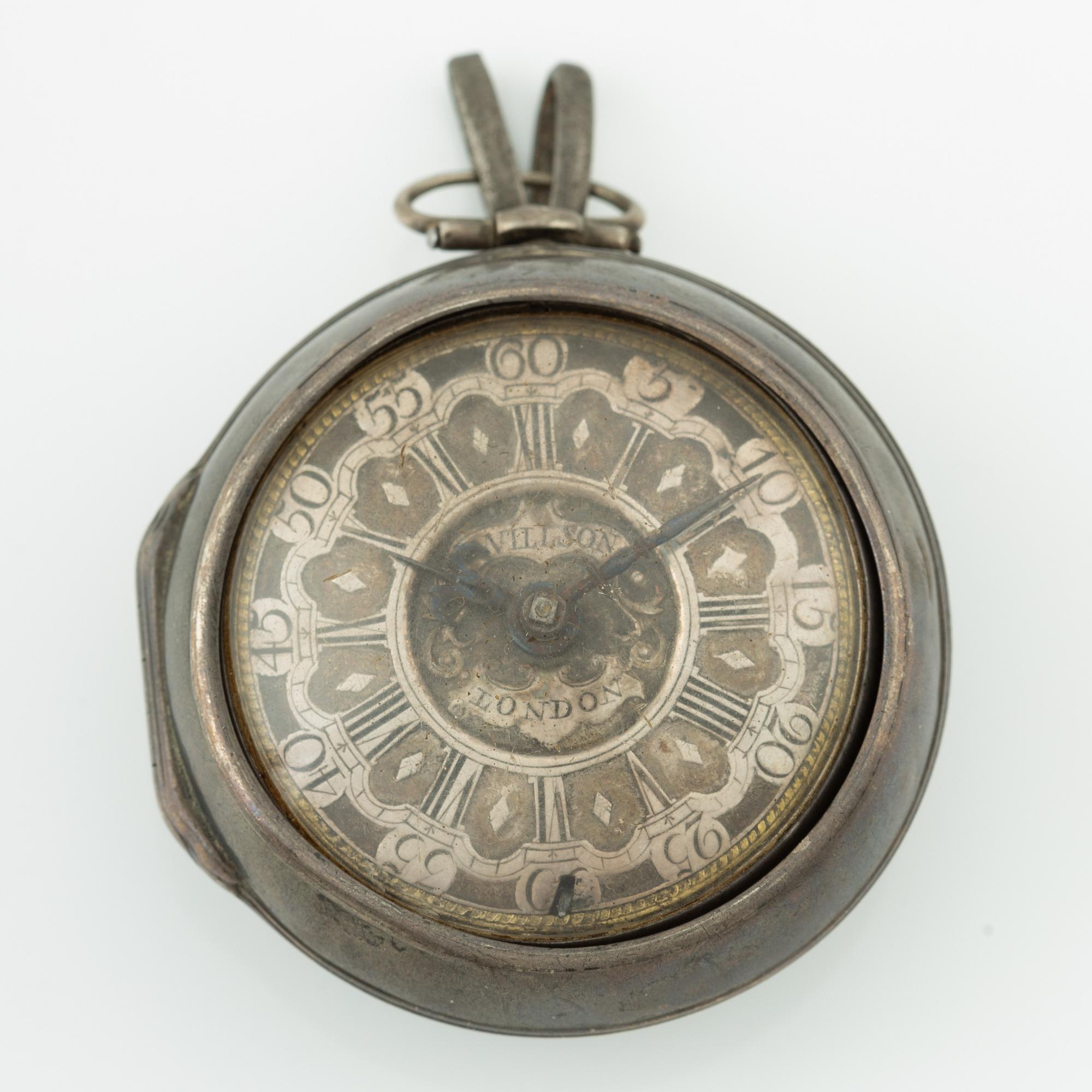 A silver double-case pocket watch by Thomas Wilson (watchmaker in London 1659-94).