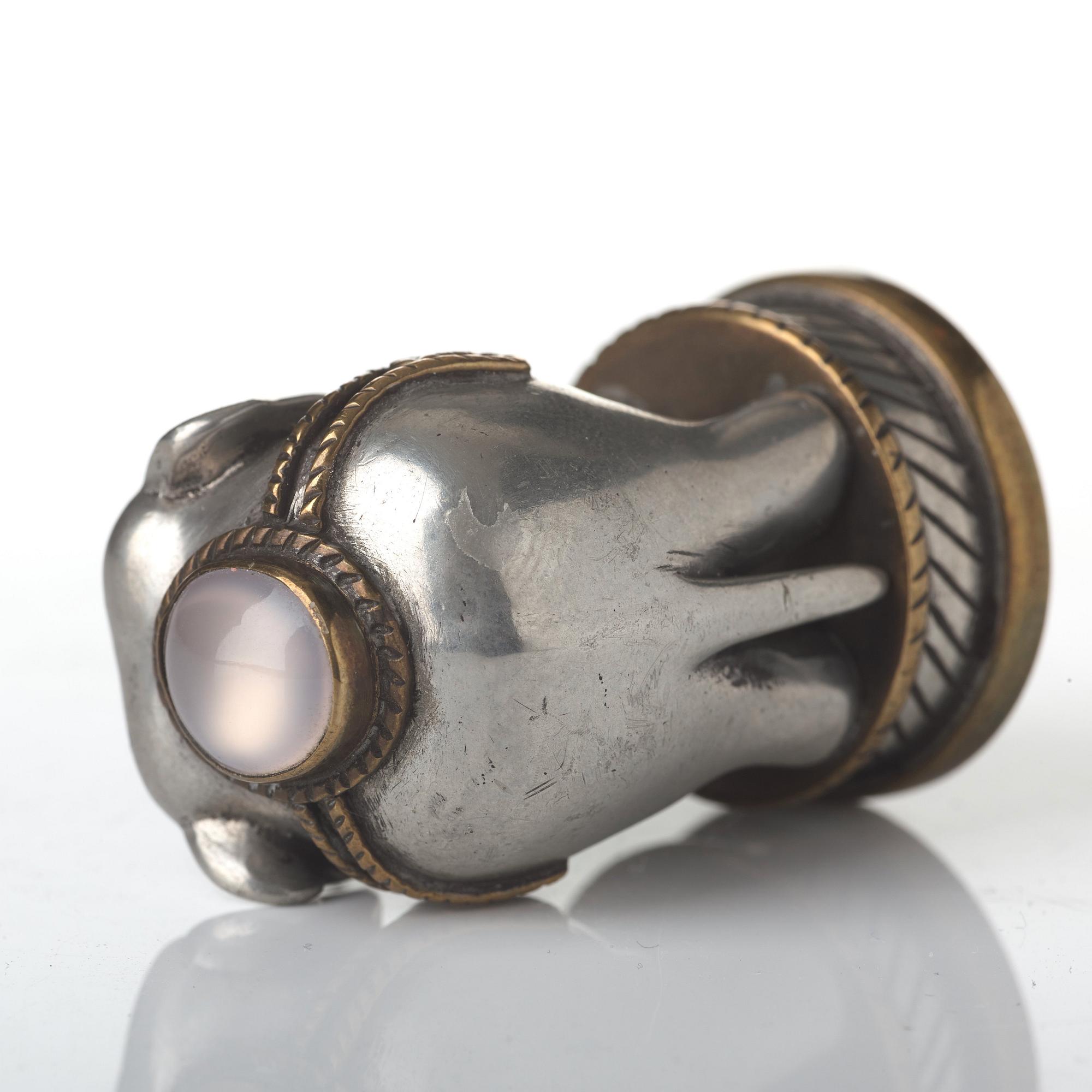 Estrid Ericson, a pewter and brass seal stamp, Svenskt Tenn, mid 20th century, provenance Estrid and Sigfrid Ericson.