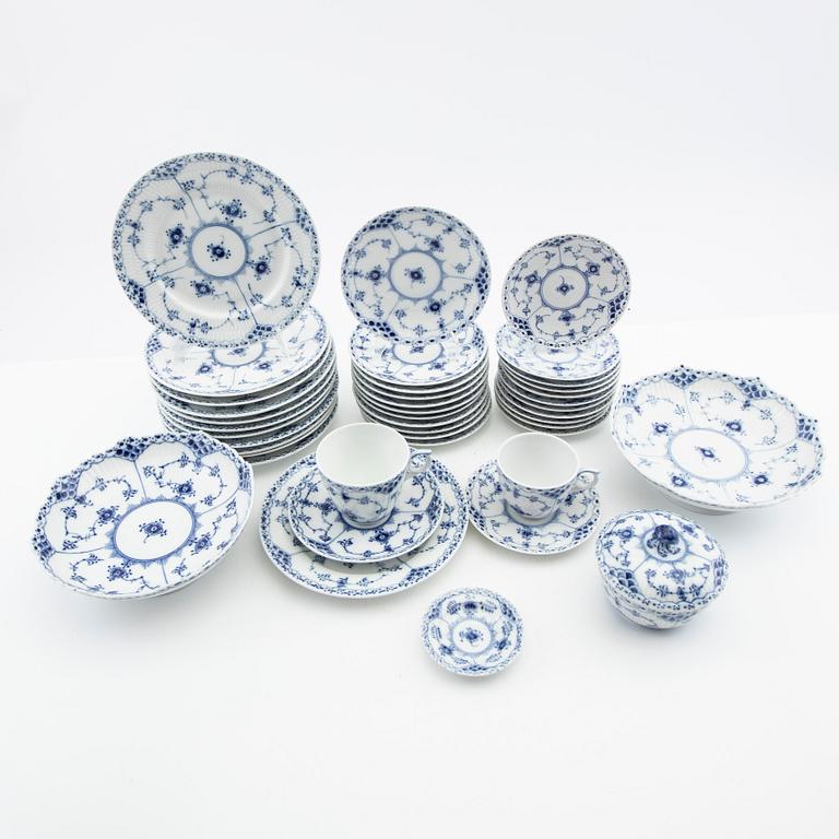 Royal Copenhagen, tea and coffee service, 40 pieces, porcelain, "Blue Fluted", Denmark.