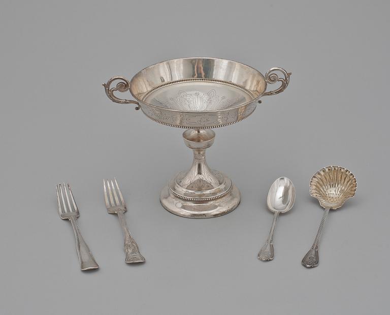 PARTI SILVER, 11 delar, bl a Sverige 1800-tal. Tot vikt 1220 g.