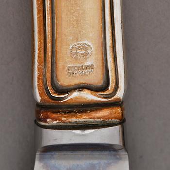 BESTICKUPPSÄTTNING, 30 delar, silver, "Old Danish/Dobbeltriflet", Georg Jensen, Köpenhamn 1945-77. Totalvik ca 1560 gr.