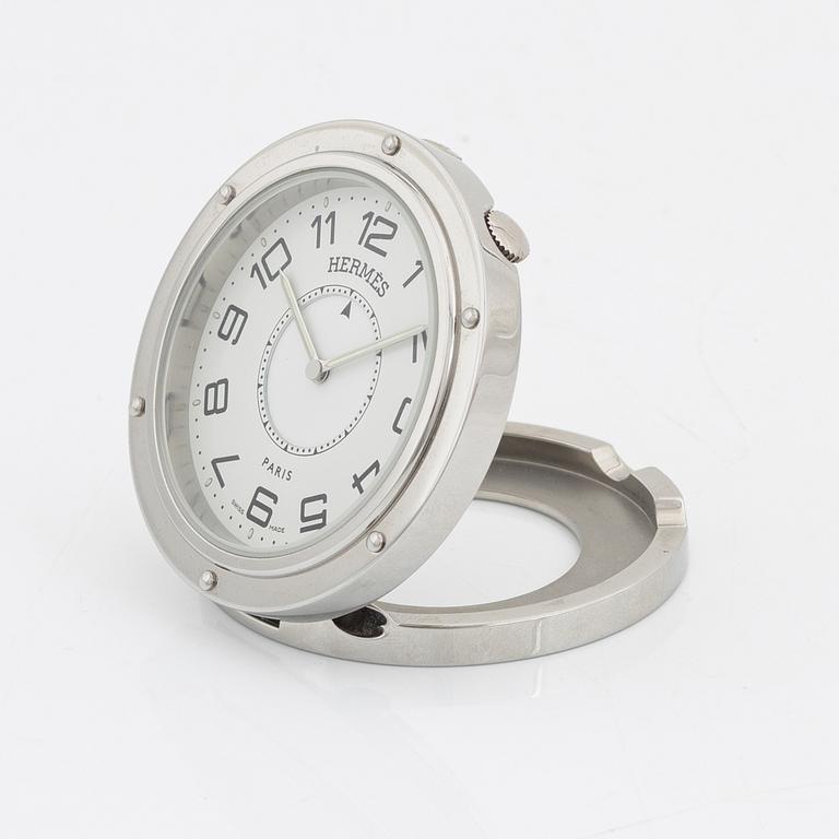 Hermès, a stainless steel 'Clipper alarm clock'.