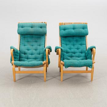 Bruno Mathsson, armchairs, 1 pair, "Pernilla", for Dux, late 20th century.
