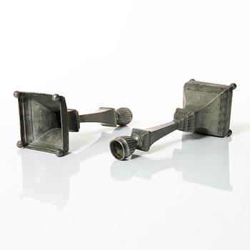 A pair of Swedish pewter candlesticks, marks of Nicklas Anström, Växjö (active 1817-1844).