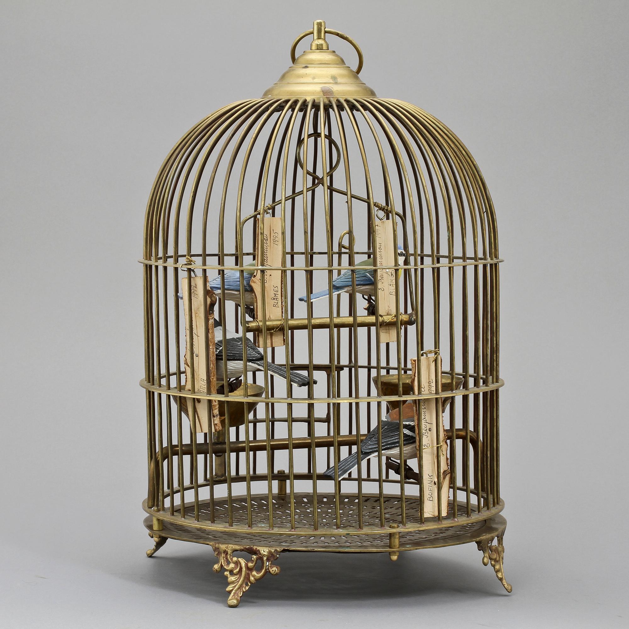 FÅGELBUR, gulmetall, 1900-talets första hälft.