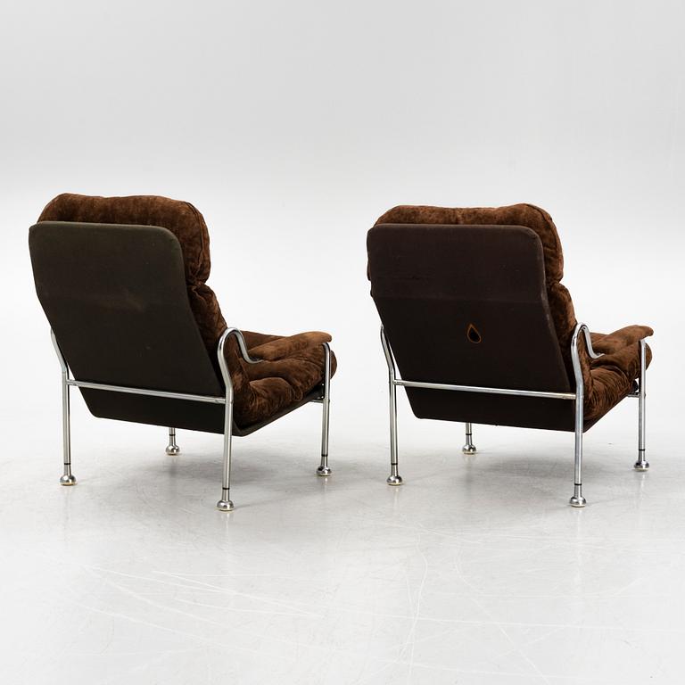 Bo Eigert, a pair of 'Stålbo' armchairs, Firma B. Eigert AB, Hova, 1970's.