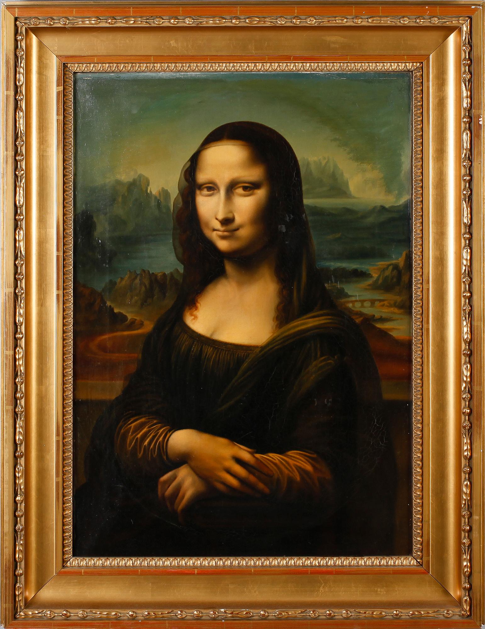 LEONARDO DA VINCI, efter, oljetryck, omkring år 1900.
