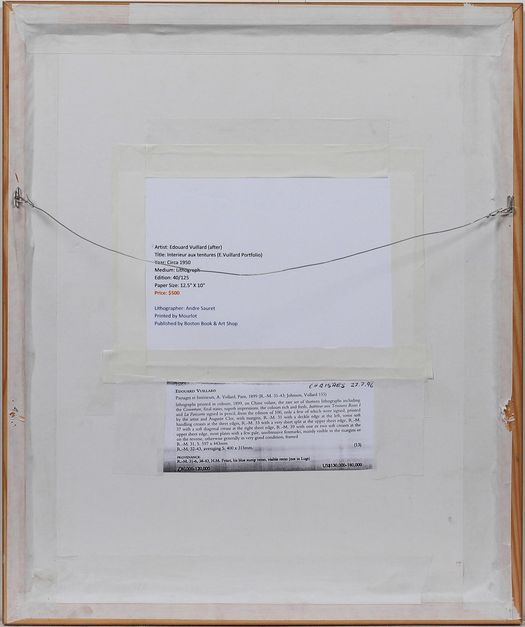 EDOUARD VUILLARD (efter), färglitografier, 2 st.