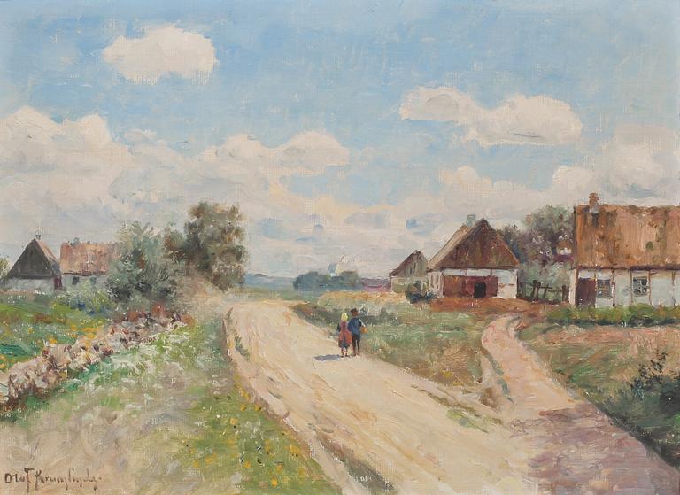 OLOF KRUMLINDE, olja på pannå, signerad.