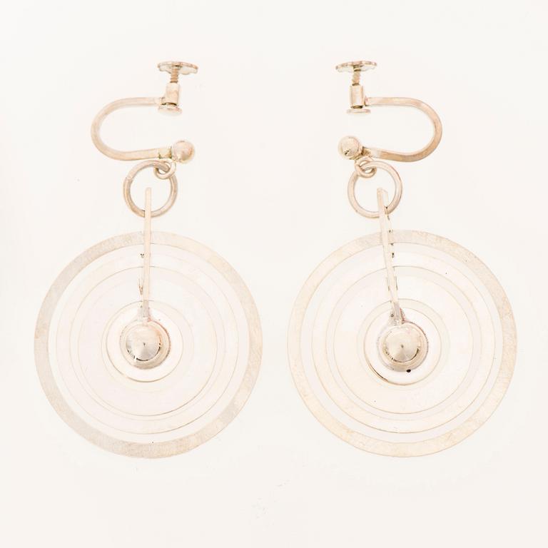 A PAIR OF TAPIO WIRKKALA EARRINGS, "Silver Moon", silver. Kultakeskus, Finland 1972.