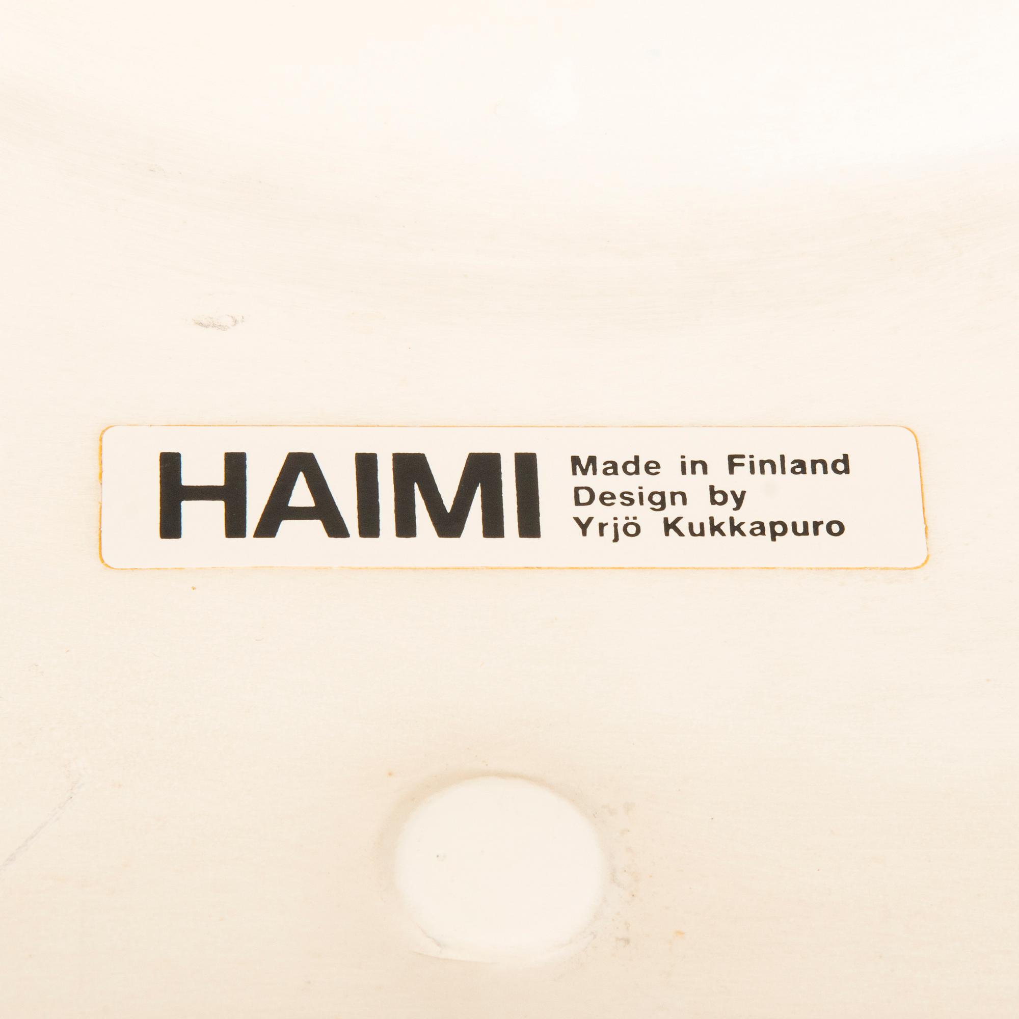 YRJÖ KUKKAPURO, a pair of 1970's '417' chairs for Haimi.