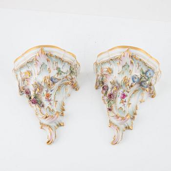 A pair of porcelain wall brackets, Königliche Porzellanmanufaktur (KPM), Berlin, circa 1900.