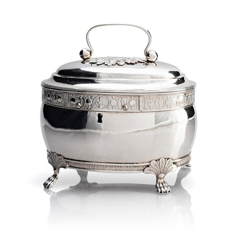 A Swedish empire silver sugar-casket, mark of Magnus Dahlqvist, Stockholm 1822.