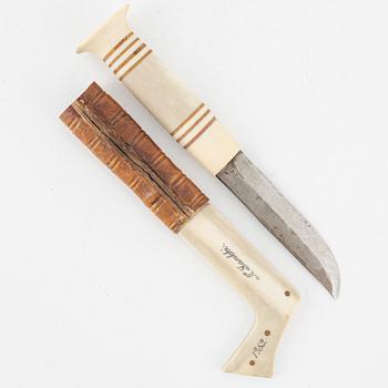 Nikolaus Fankki, a reindeer horn knife, sifned and dated 1952.
