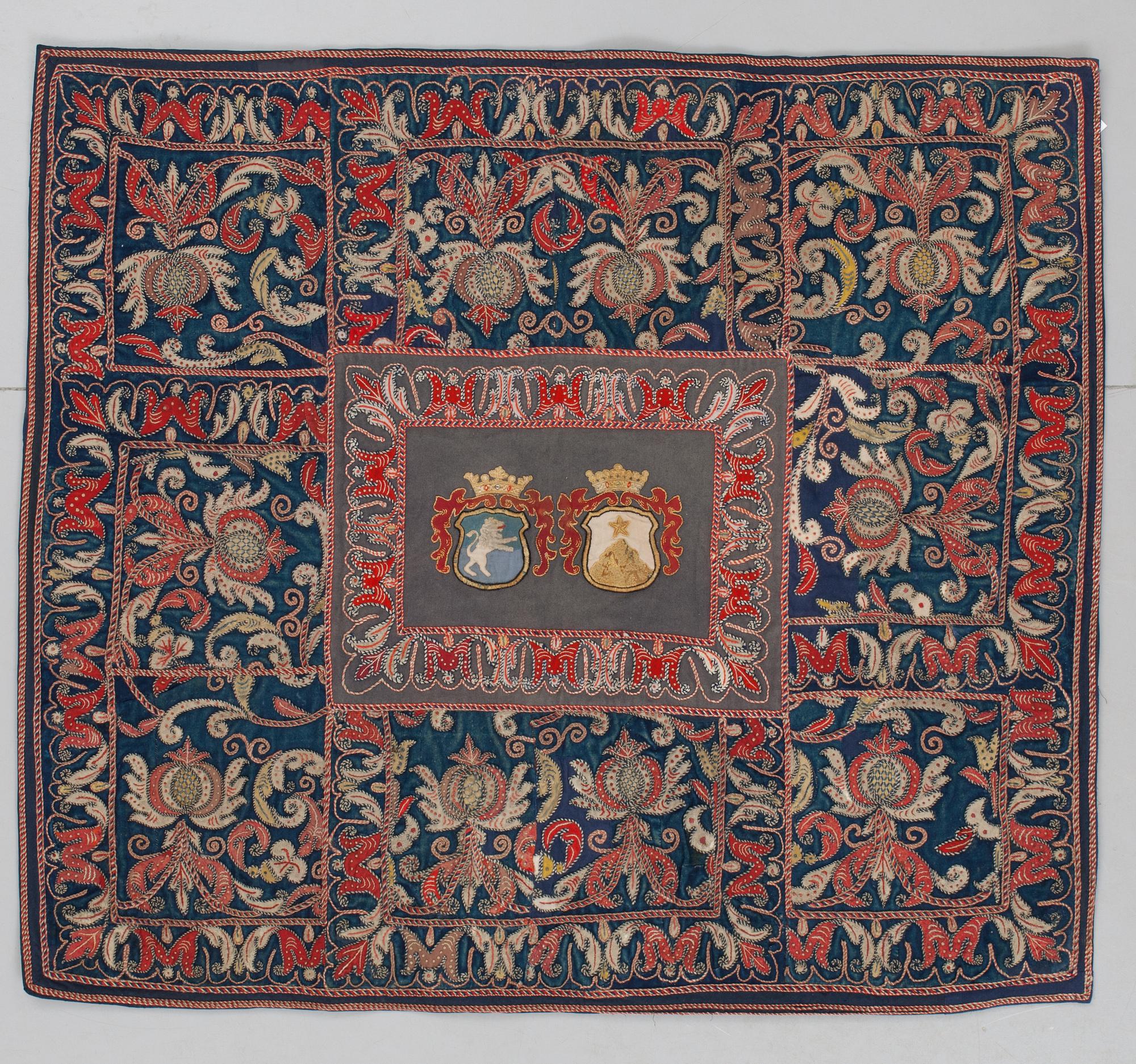 DUK/VÄGGTEXTIL. Sverige 1800-tal. 123 x 138 cm.