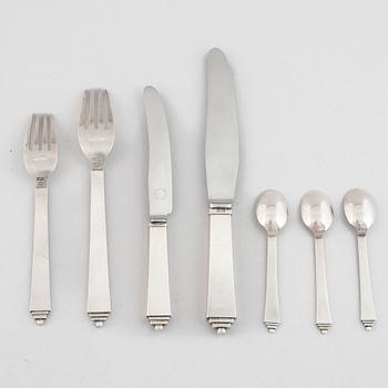 Harald Nielsen, cutlery, 7 pieces, sterling silver, model Pyramid, Georg Jensen/Georg Jensen & Wendel, Denmark.