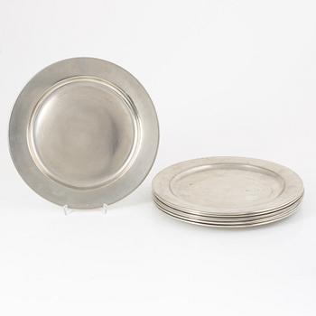 Svenskt Tenn, eight pewter charger plates, Stockholm 1950s-70s.