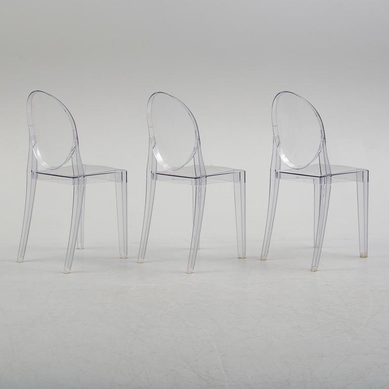 Three 'Victoria Ghost' plastic chairs, Philippe Starck for Kartell.