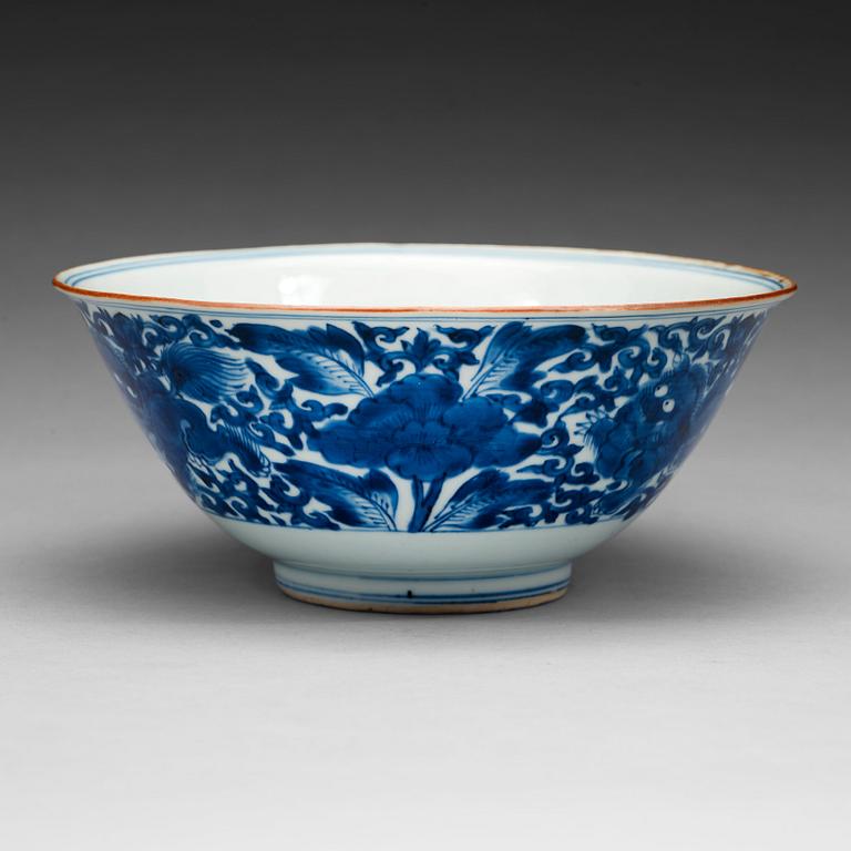 A blue and white bowl, Qing dynasty, Kangxi (1662-1722).