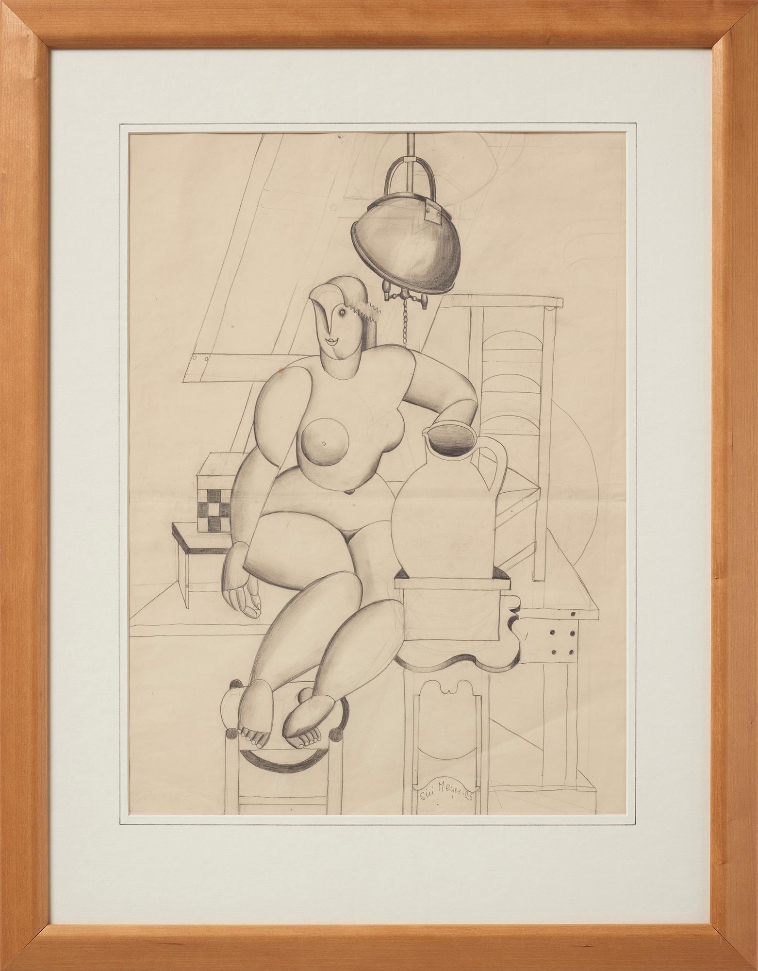 Siri Meyer, signed Siri Meyer and dated -25. Pencil on paper.