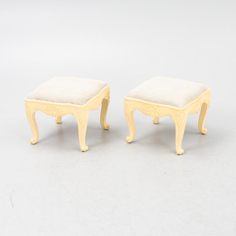 A pair of Rococo style stools, mid-20th Century.