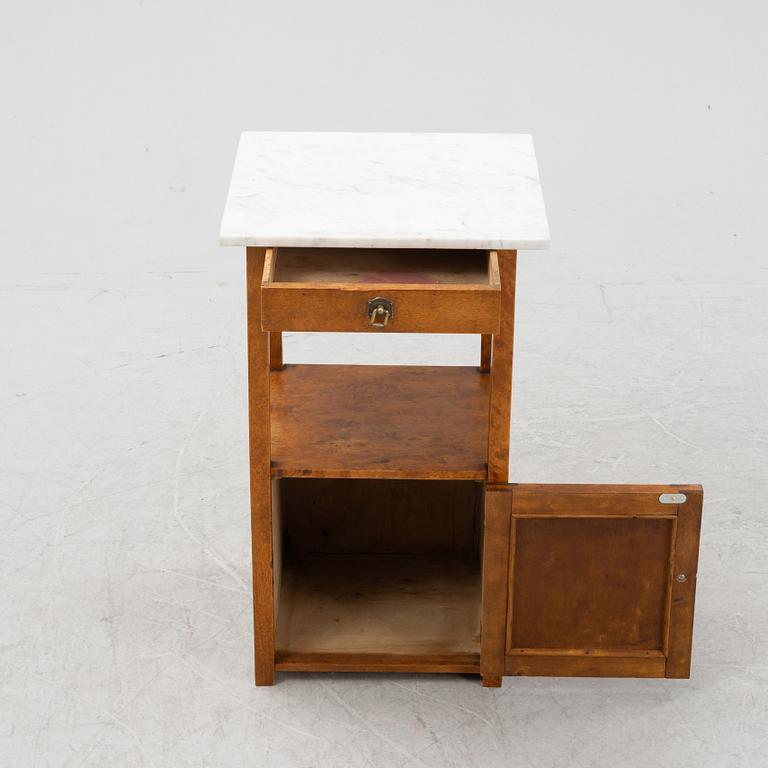 A marble top bedside table, 1940's/20's.