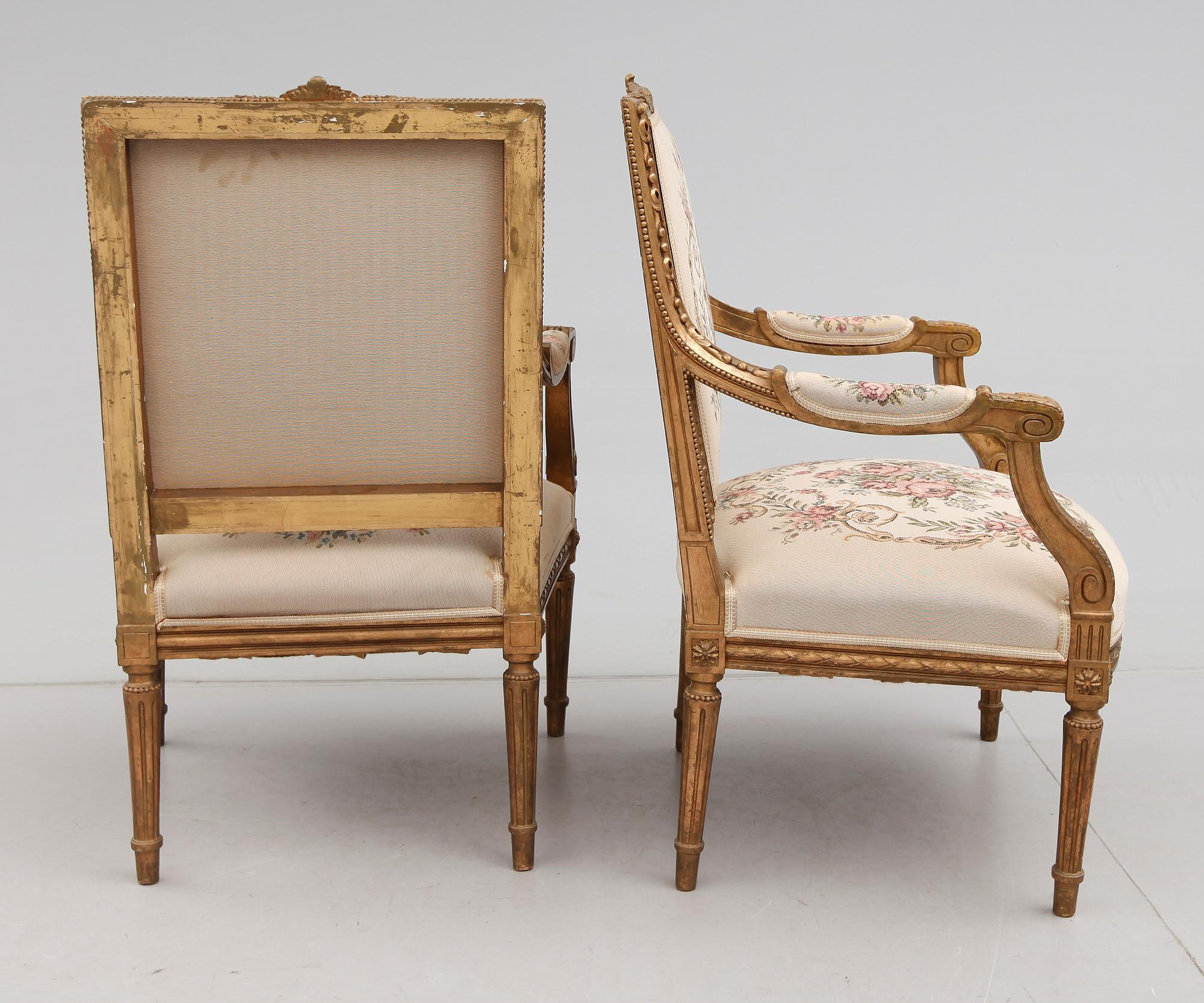 KARMSTOLAR, 1 par, Louis XVI stil, 1900-talets första hälft.