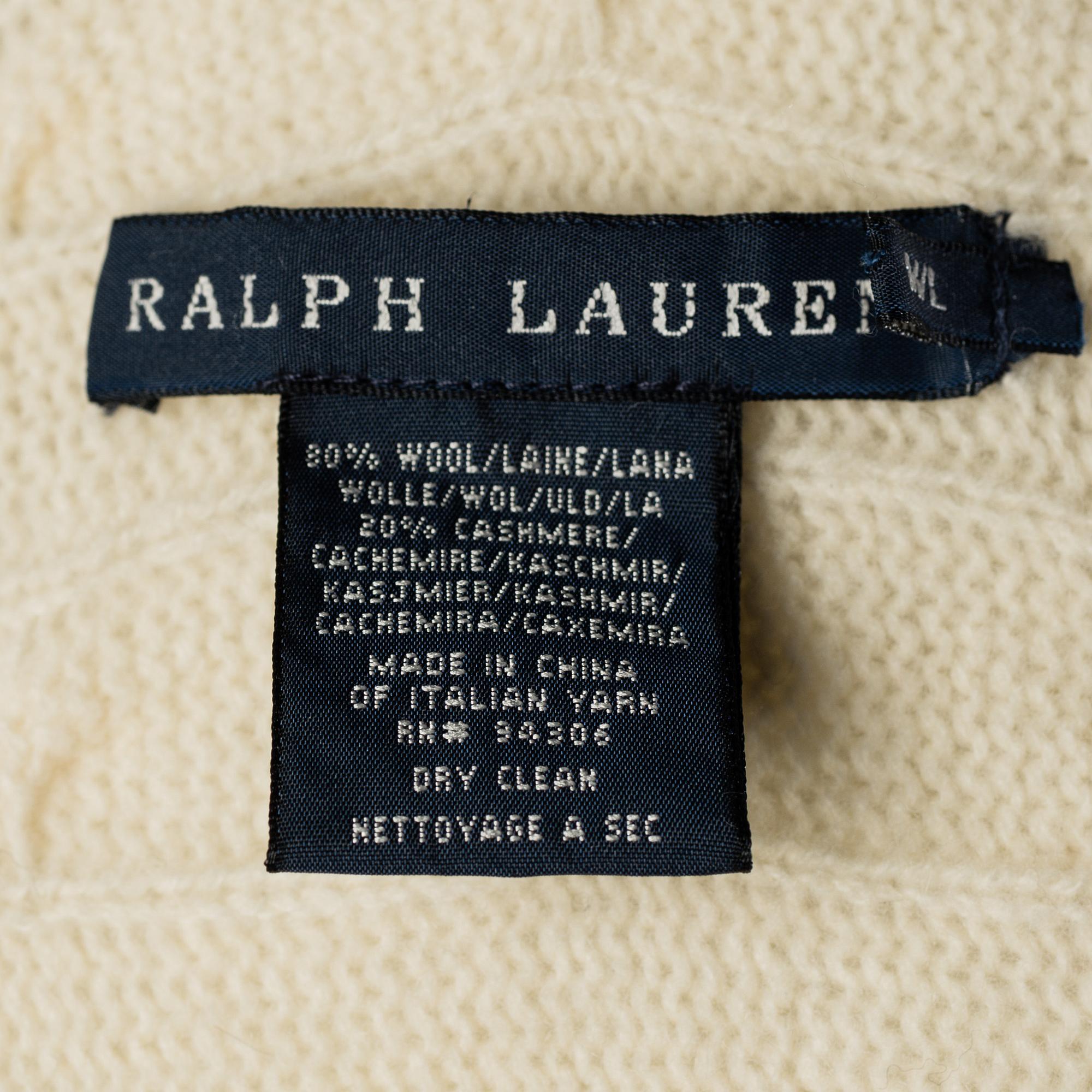 A white wool- and cashmere poncho by Ralph Lauren.