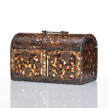 A Japanese lacquer casket/Namban chest, commissioned by the Portuguese, Edo period (1603-1868).