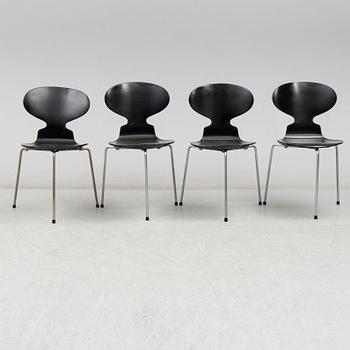 ARNE JACOBSEN, stolar, 4 st, "Myran", Fritz Hansen, Danmark, 1950/60-tal.