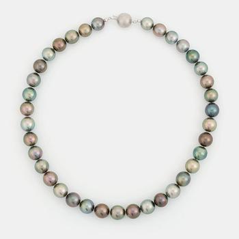 A Tahitian cultured pearl necklace.