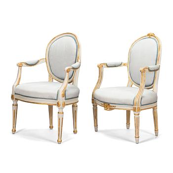 Two armchairs, Louis XVI, probably Denmark, second half of the 18th century.