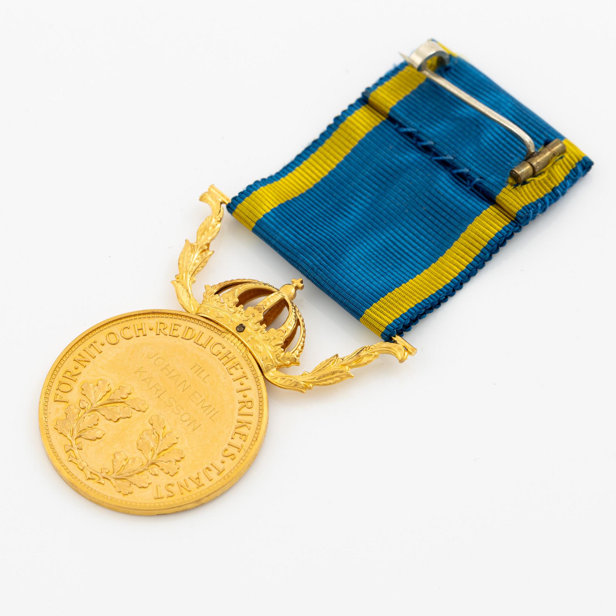 Medal, gold, Sweden, Gustav VI Adolf, 1956.