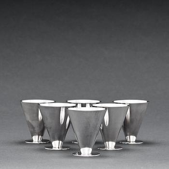 146. Wiwen Nilsson, cocktailglas, 6 stycken, Lund 1950-1964, sterling.