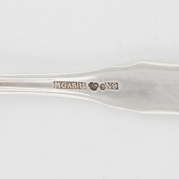 Gafflar 13 st, skedar 10 st, "Uppsala", silver, MGAB, 1900-talets andra hälft.