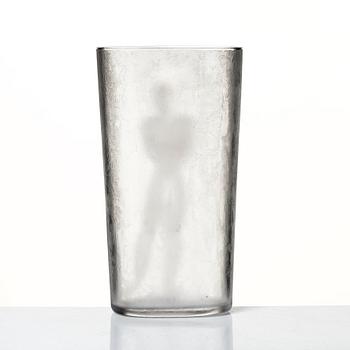 Vicke Lindstrand, a cut, engraved and "iced" acid etched glass vase, Orrefors 1937, model LA 1845.