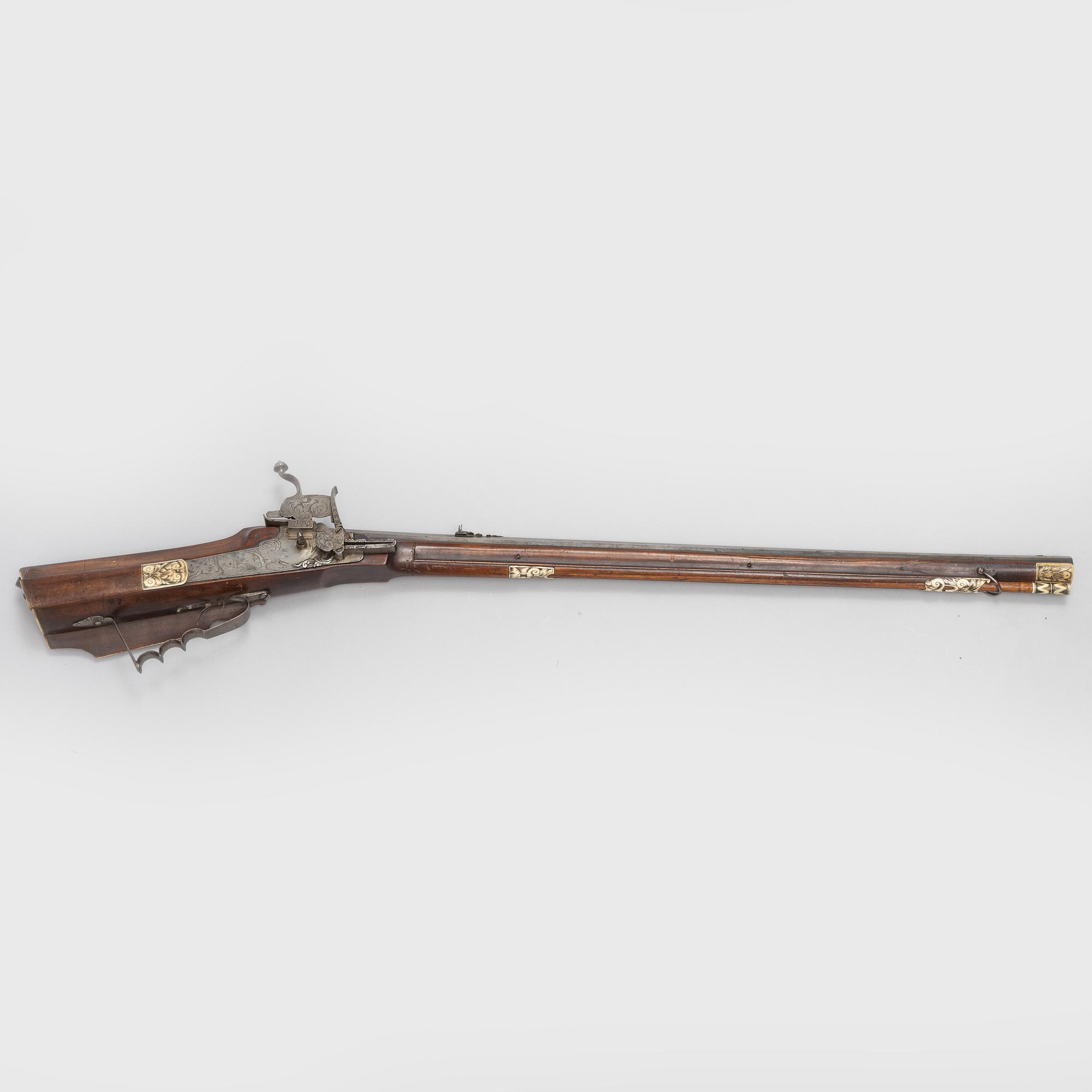 Hjullåsstudsare, signerad Johan Neureuter, Salzb. (Salzburg 1669-1754) från omkring år 1700.