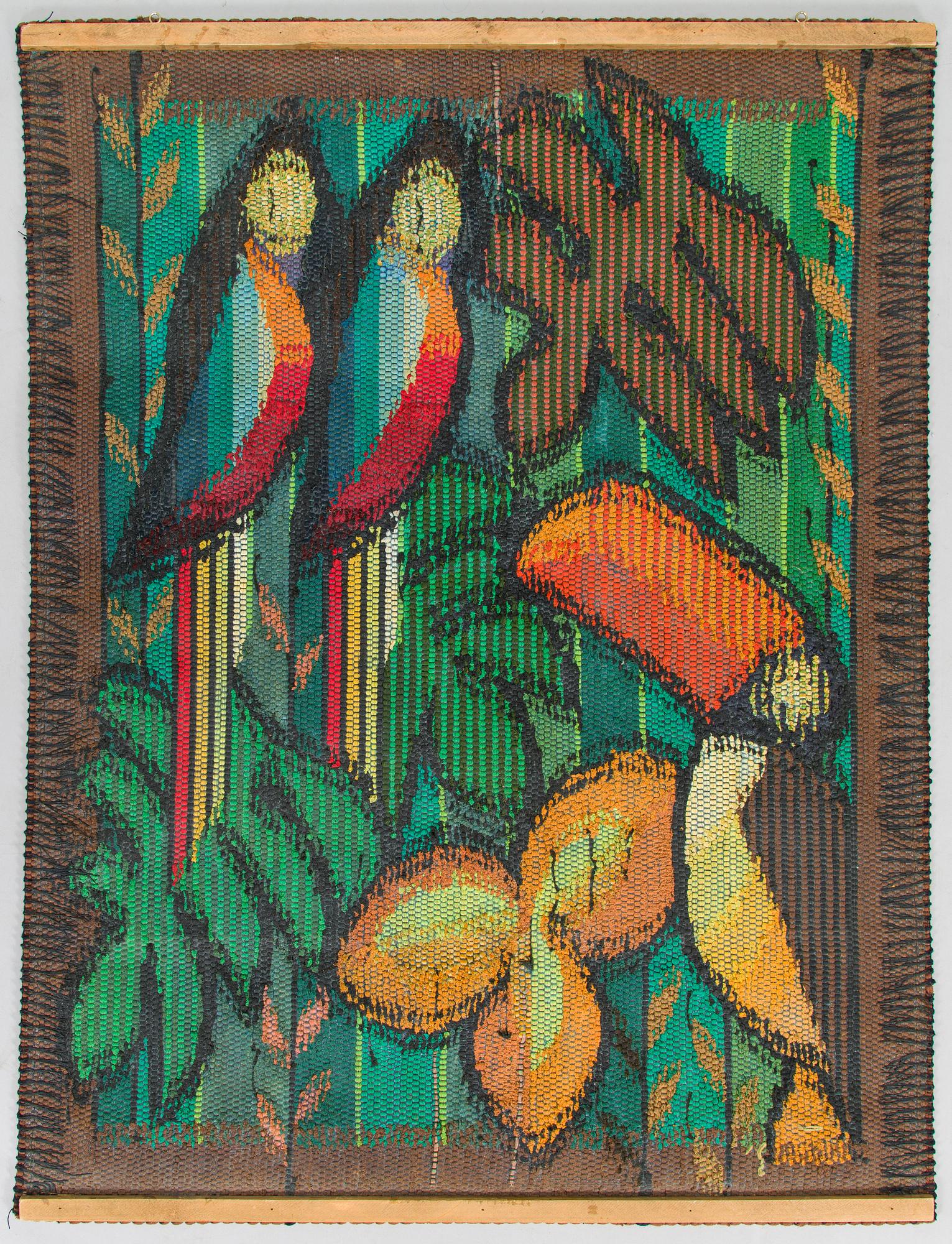 Eila Ampula, kuvakudos, signeerattu Eila.