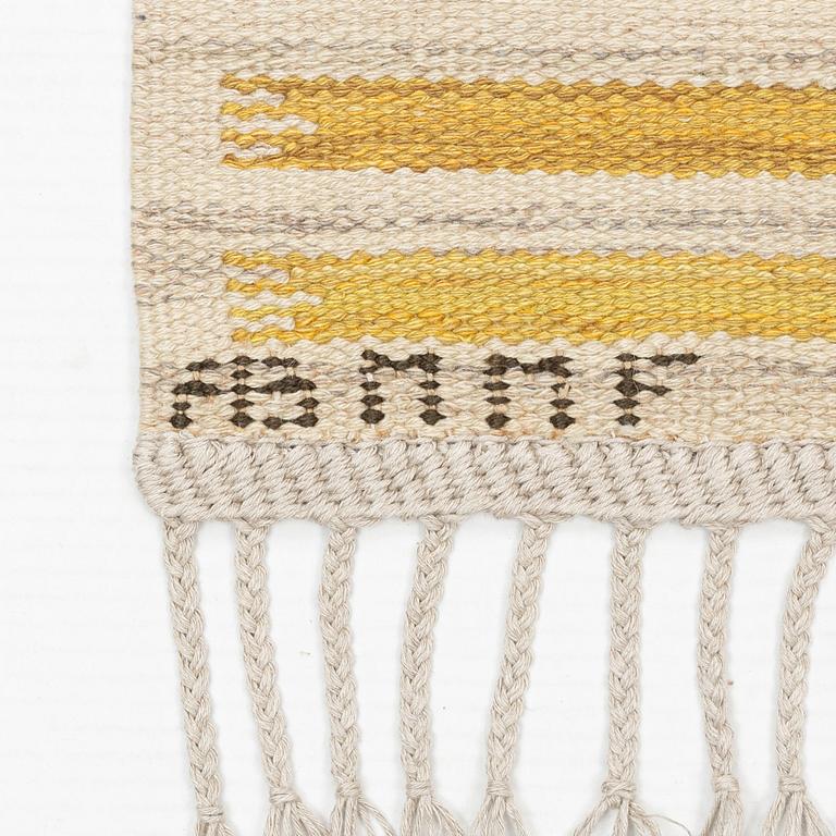 Barbro Nilsson, a carpet, "Hjortron", flat weave, ca 242,5 x 121 cm, signed AB MMF BN.